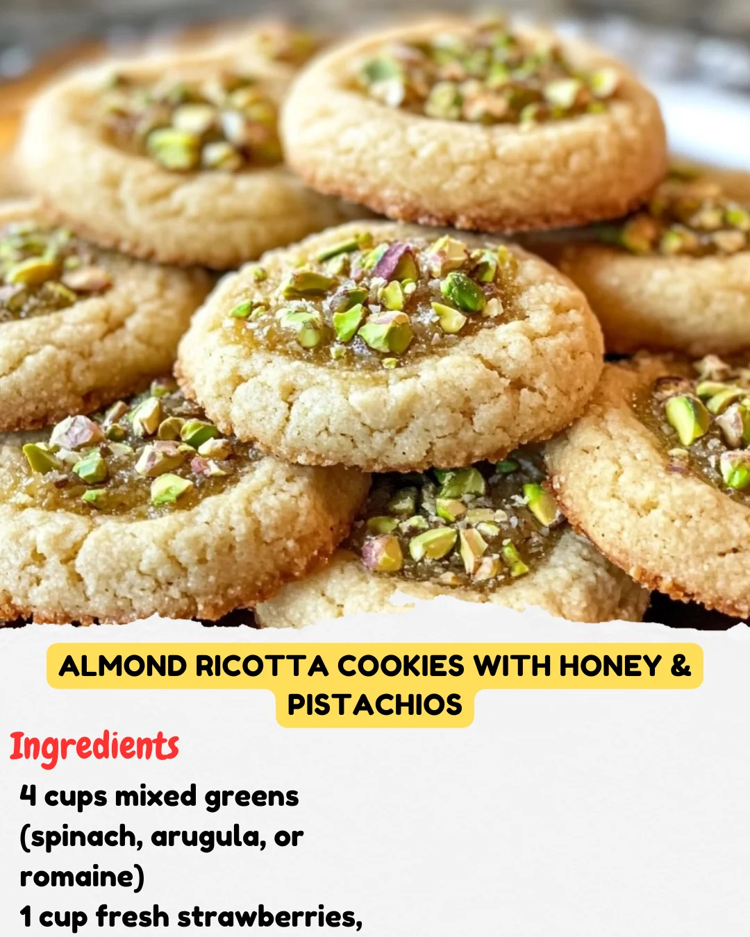 Almond Ricotta Cookies with Honey & Pistachios