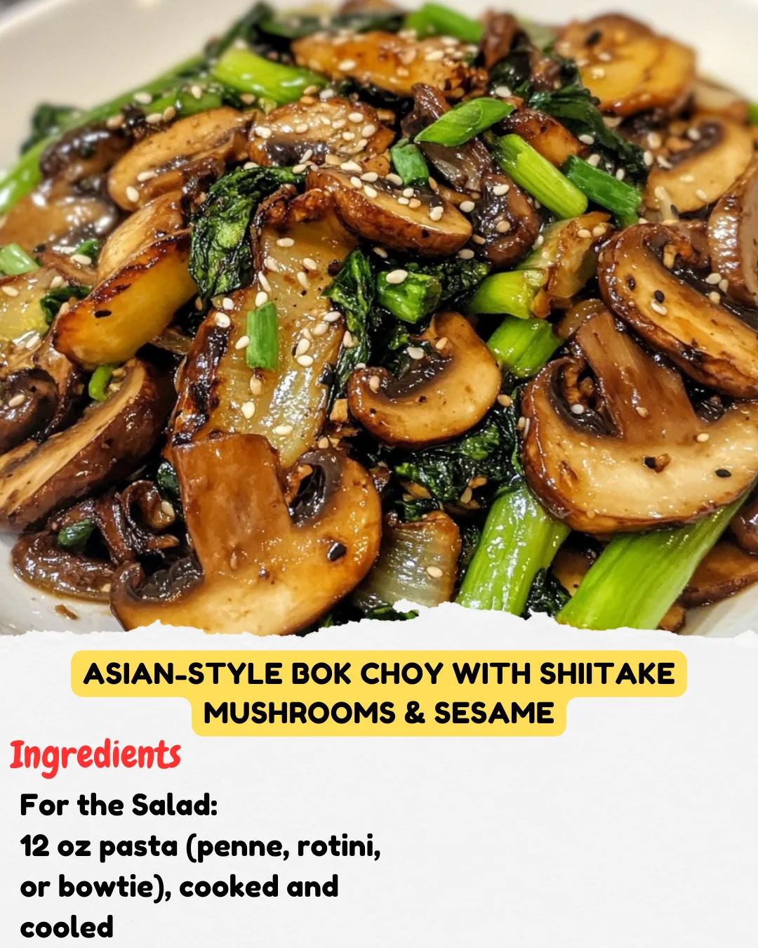 Asian-Style Bok Choy with Shiitake Mushrooms & Sesame