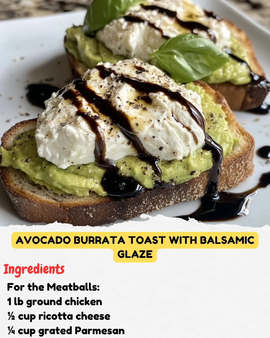 Avocado Burrata Toast with Balsamic Glaze