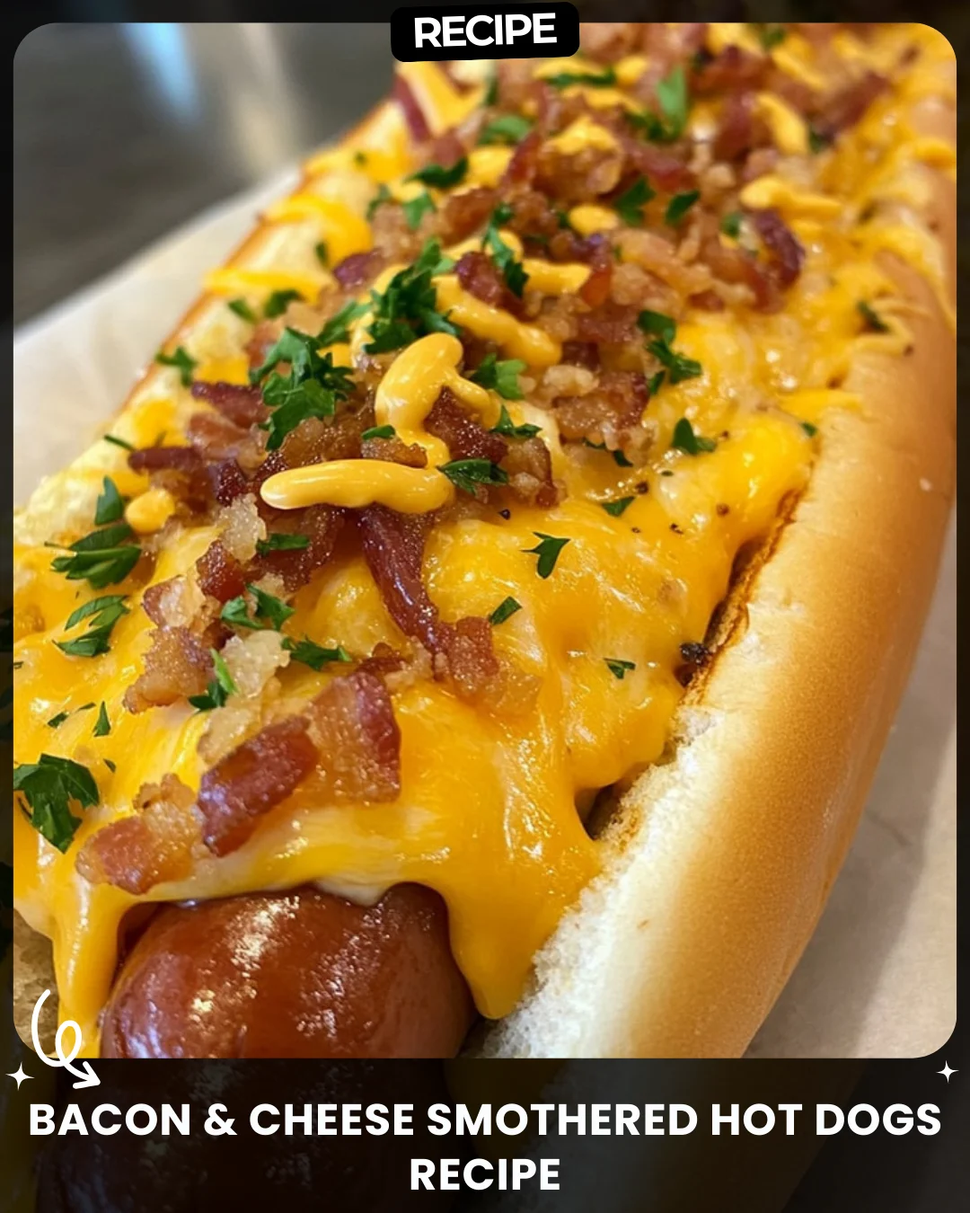 Bacon & Cheese Smothered Hot Dogs Recipe