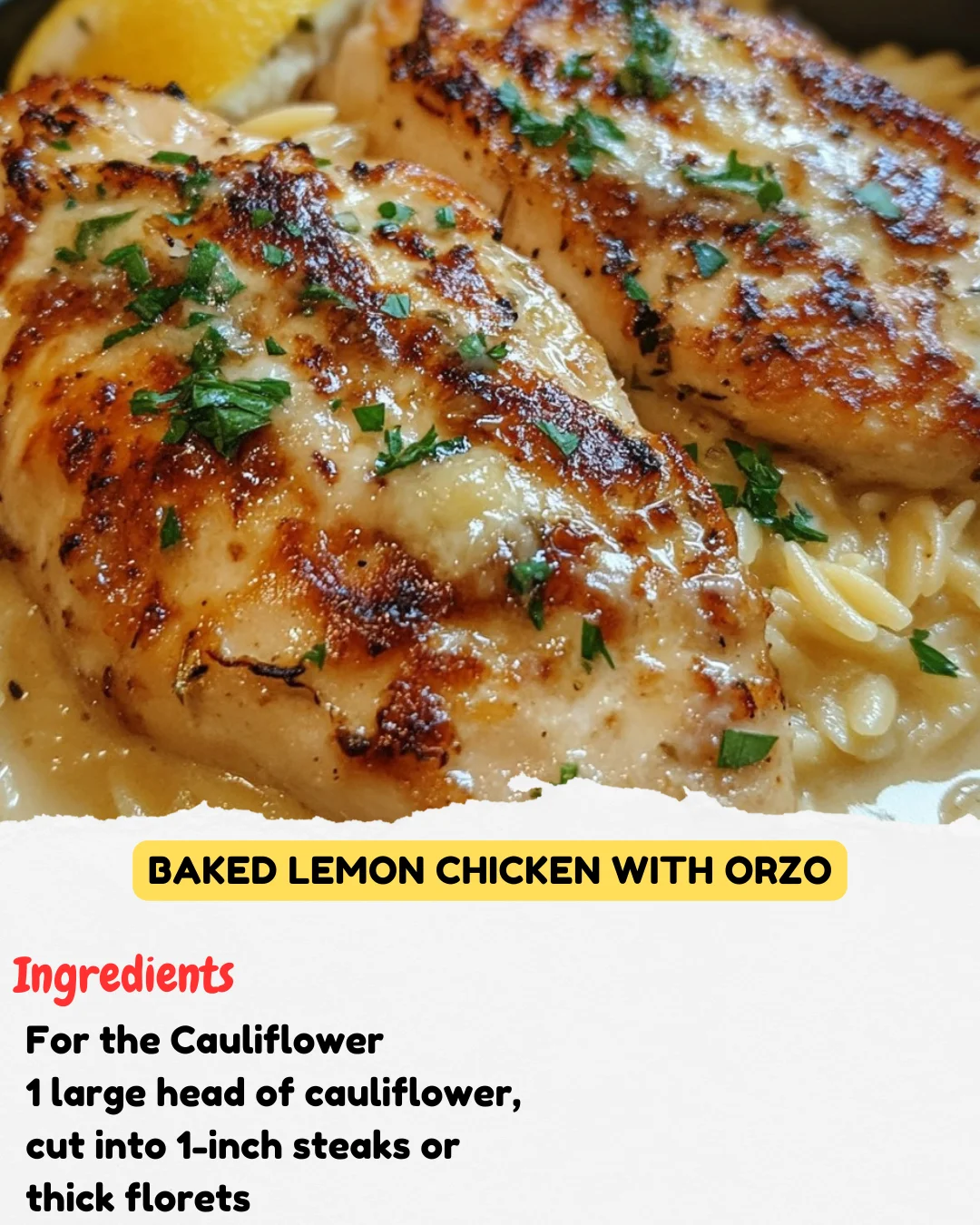 Baked Lemon Chicken With Orzo