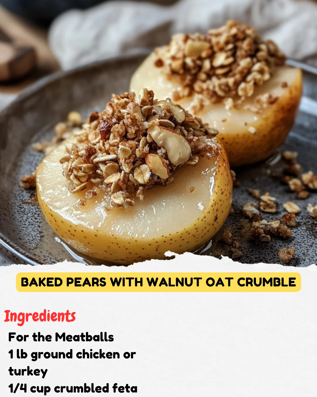 Baked Pears with Walnut Oat Crumble