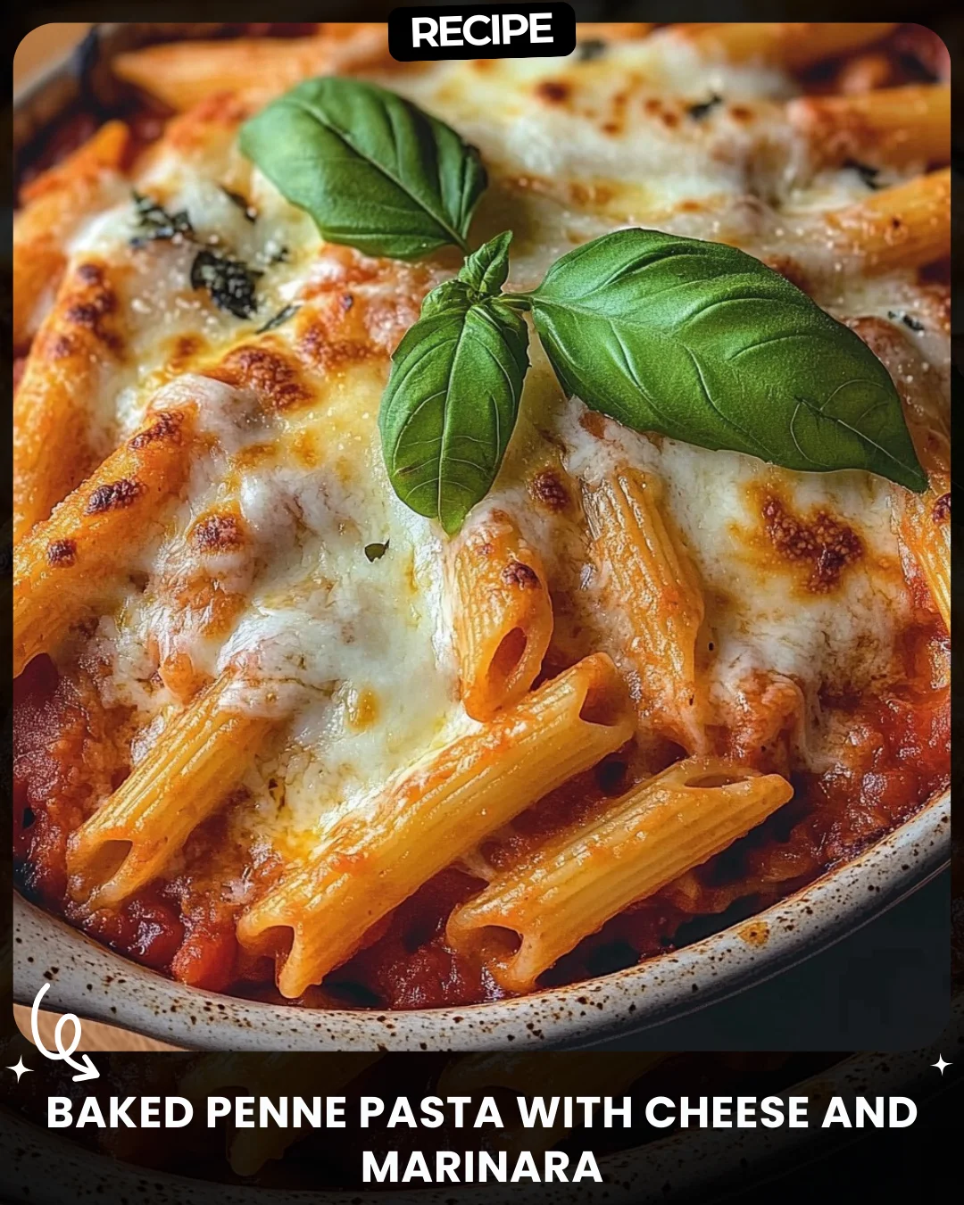 Baked Penne Pasta with Cheese and Marinara