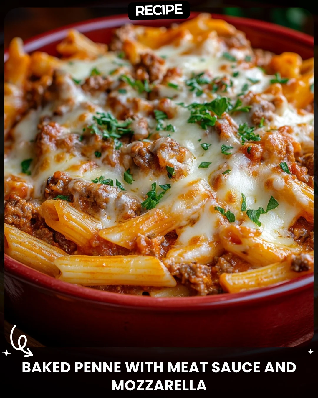 Baked Penne with Meat Sauce and Mozzarella