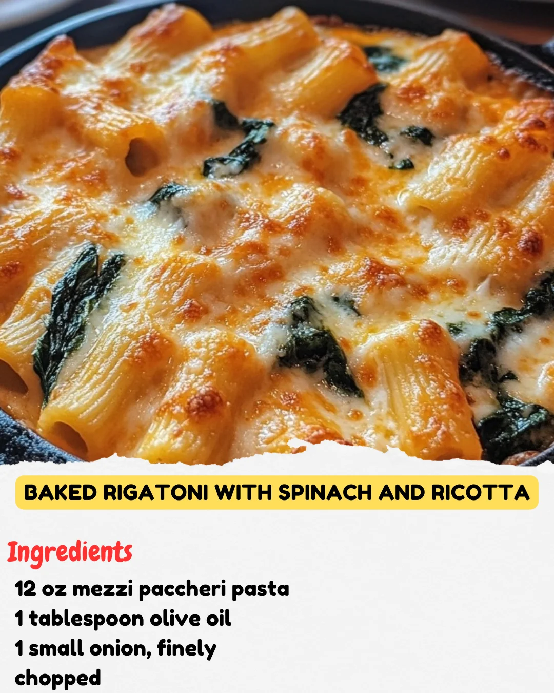 Baked Rigatoni with Spinach and Ricotta