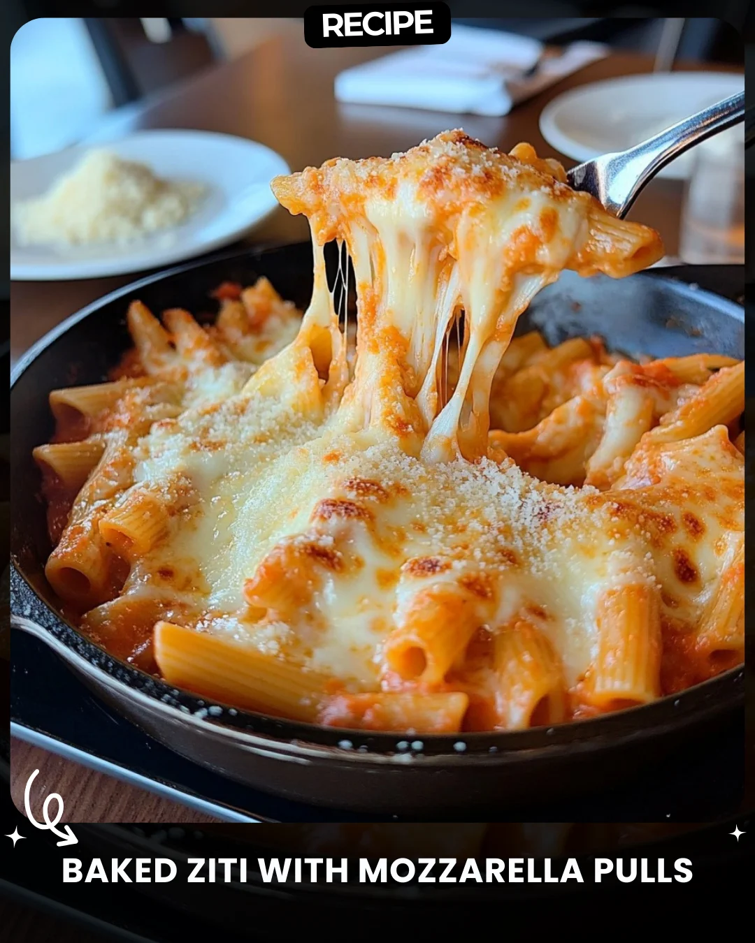 Baked Ziti with Mozzarella Pulls