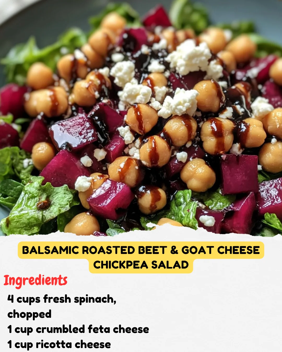 Balsamic Roasted Beet & Goat Cheese Chickpea Salad