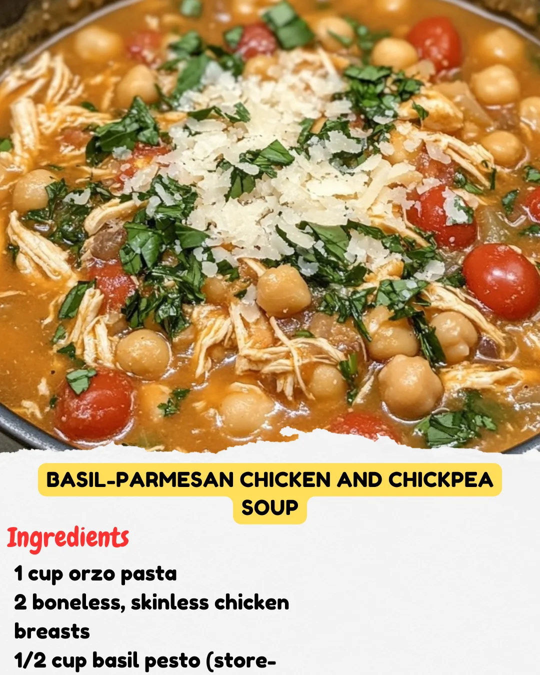Basil-Parmesan Chicken and Chickpea Soup