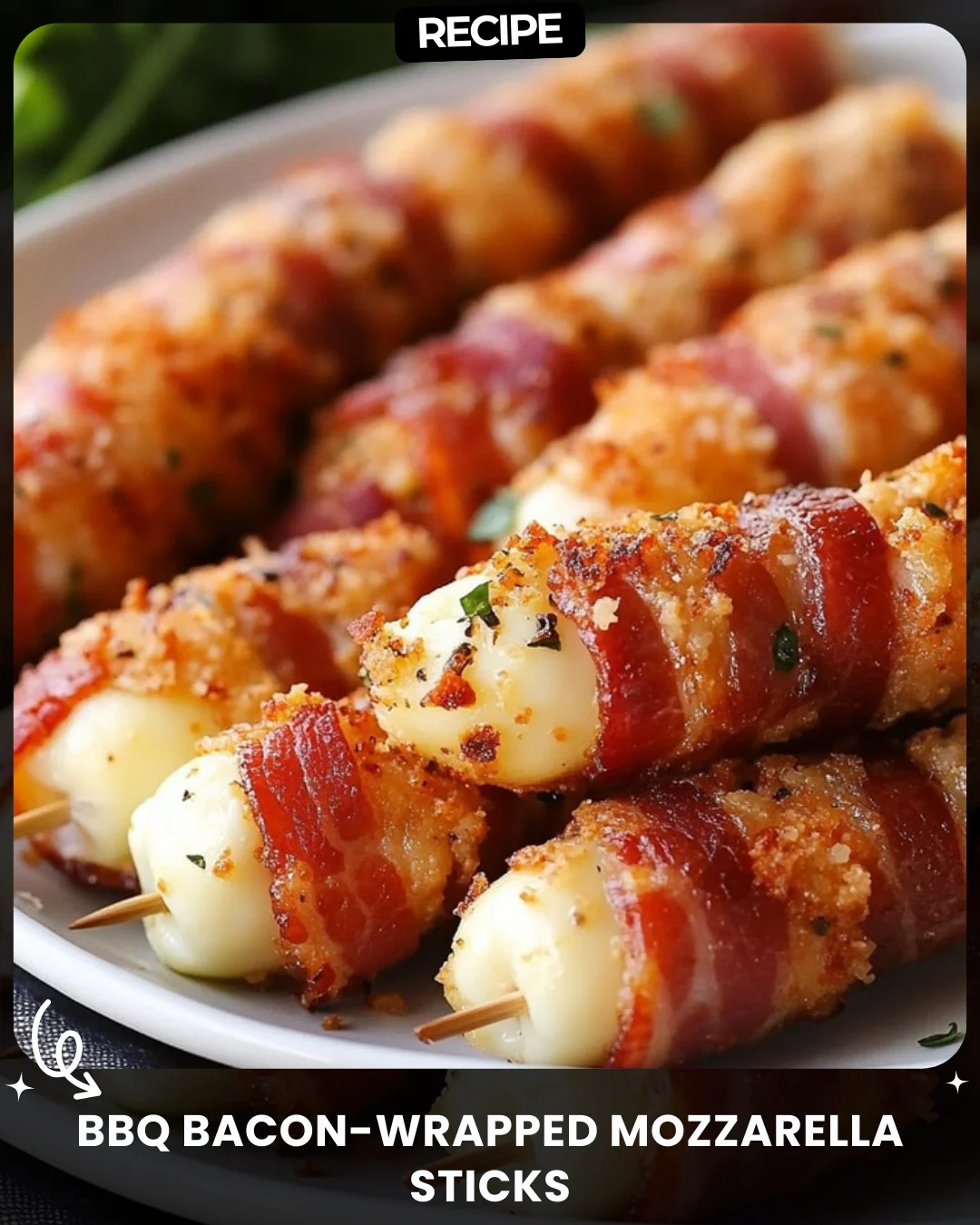 BBQ Bacon-Wrapped Mozzarella Sticks