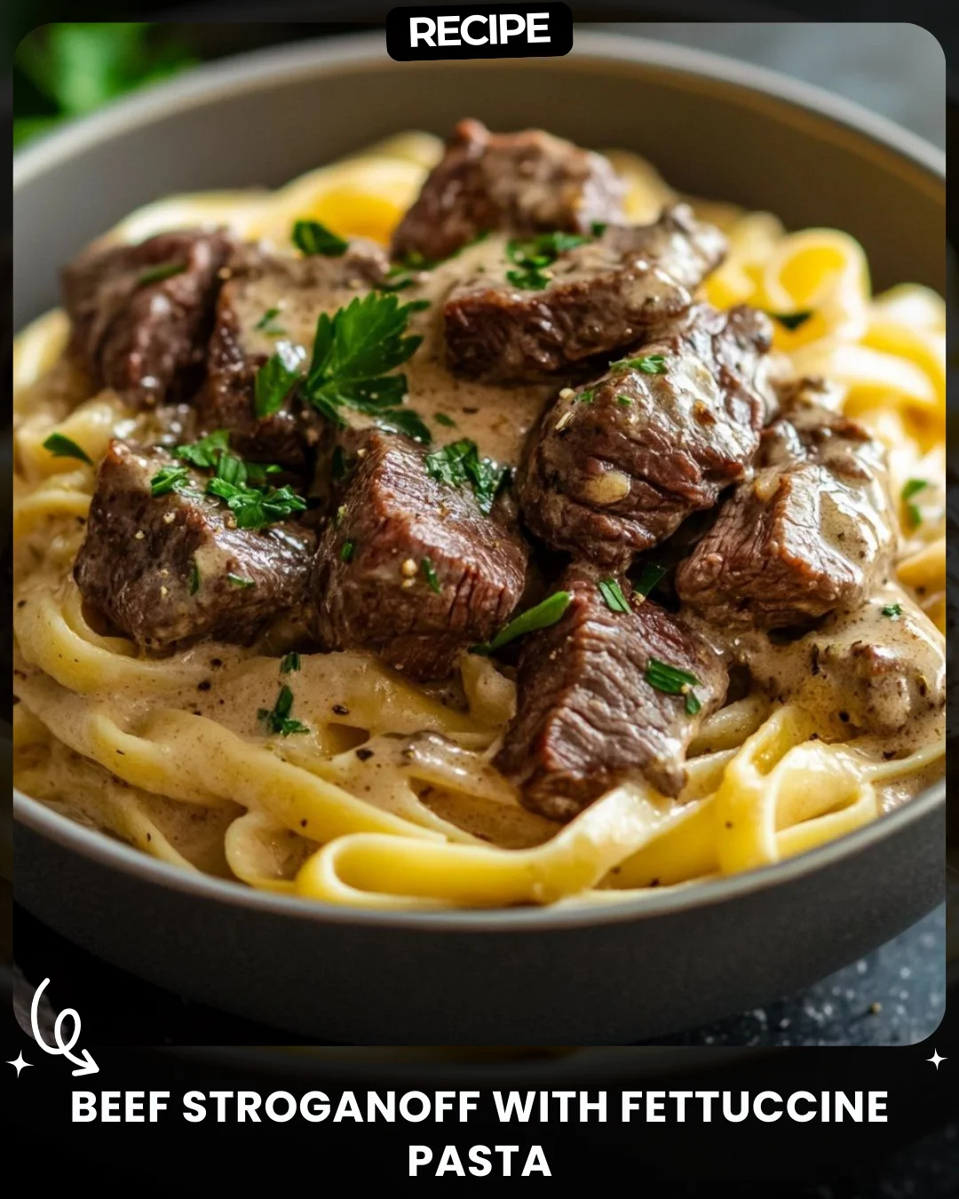 Beef Stroganoff with Fettuccine Pasta