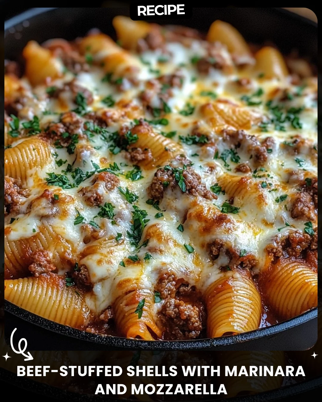 Beef-Stuffed Shells with Marinara and Mozzarella
