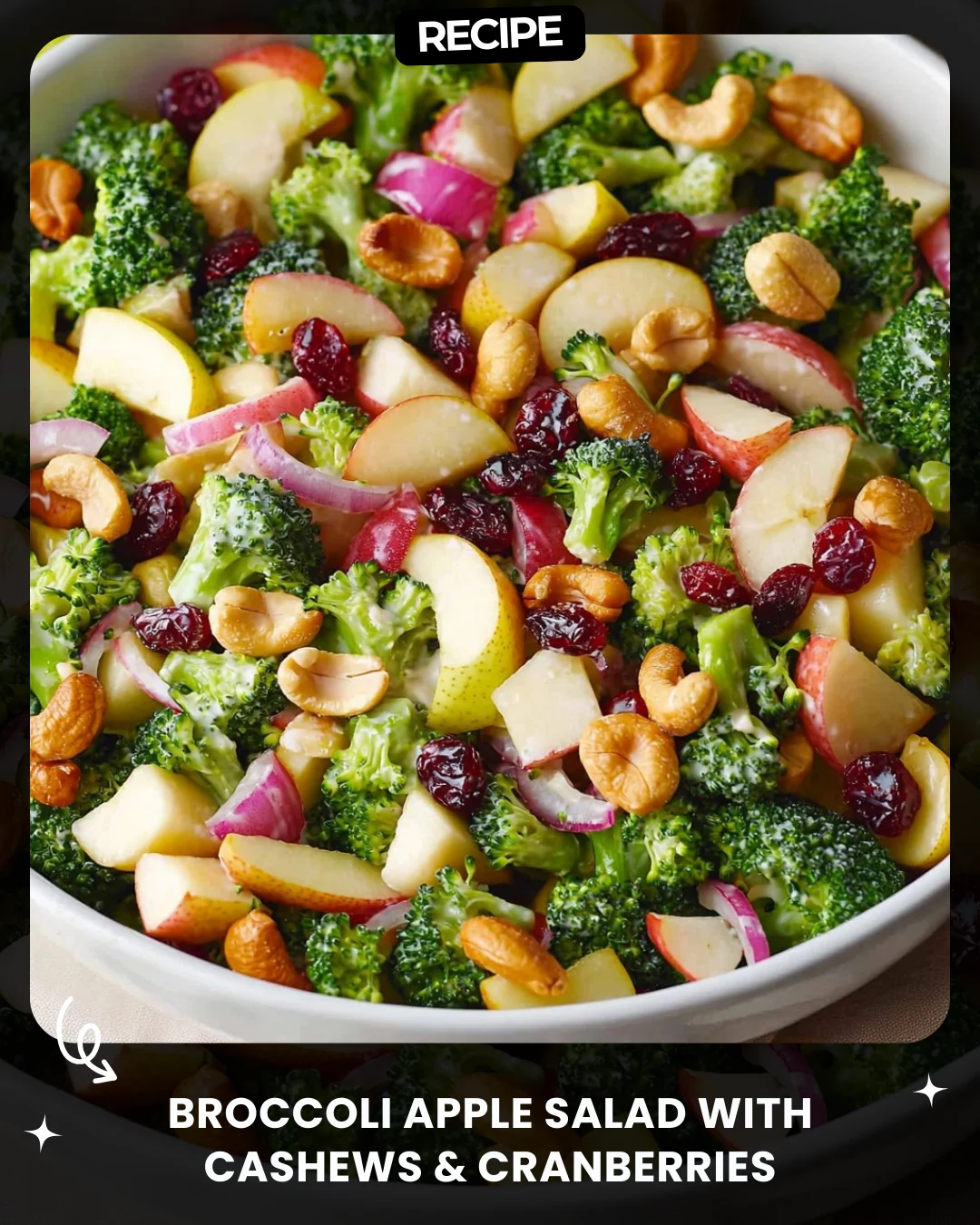 Broccoli Apple Salad with Cashews & Cranberries
