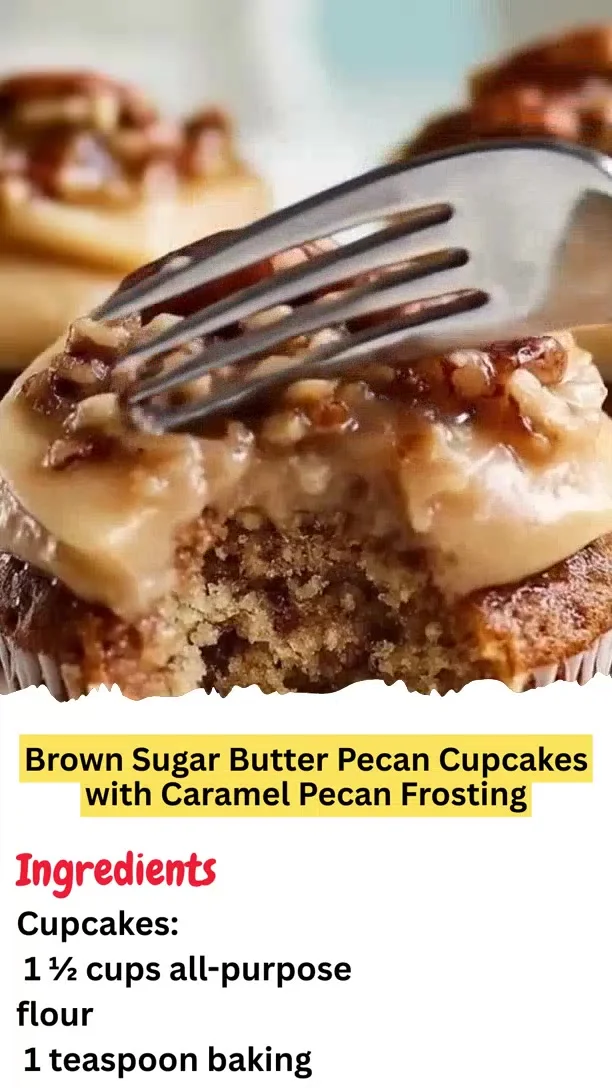 Brown Sugar Butter Pecan Cupcakes with Caramel Pecan Frosting