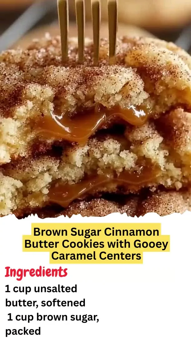Brown Sugar Cinnamon Butter Cookies with Gooey Caramel Centers