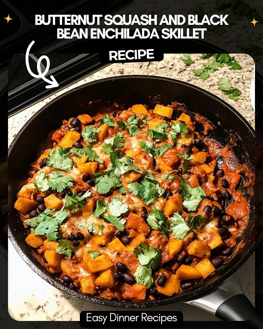 Butternut Squash and Black Bean Enchilada Skillet