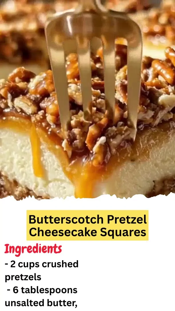Butterscotch Pretzel Cheesecake Squares