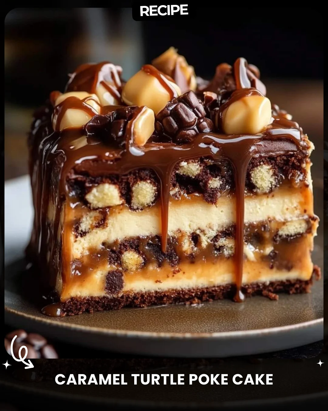 Caramel Turtle Poke Cake