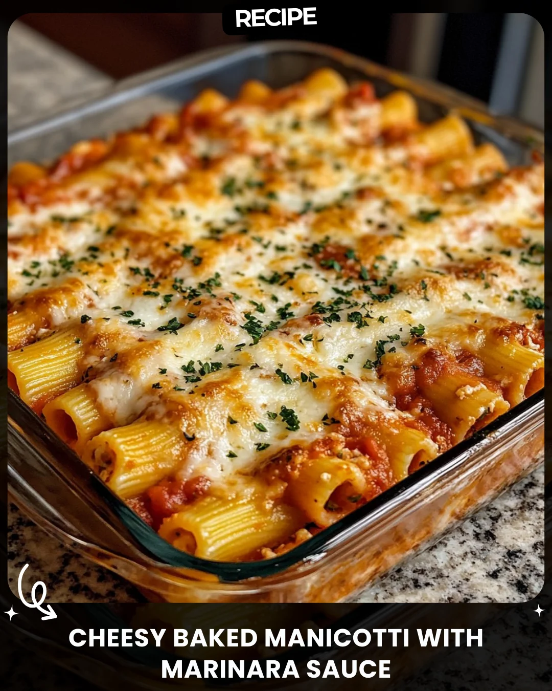 Cheesy Baked Manicotti with Marinara Sauce