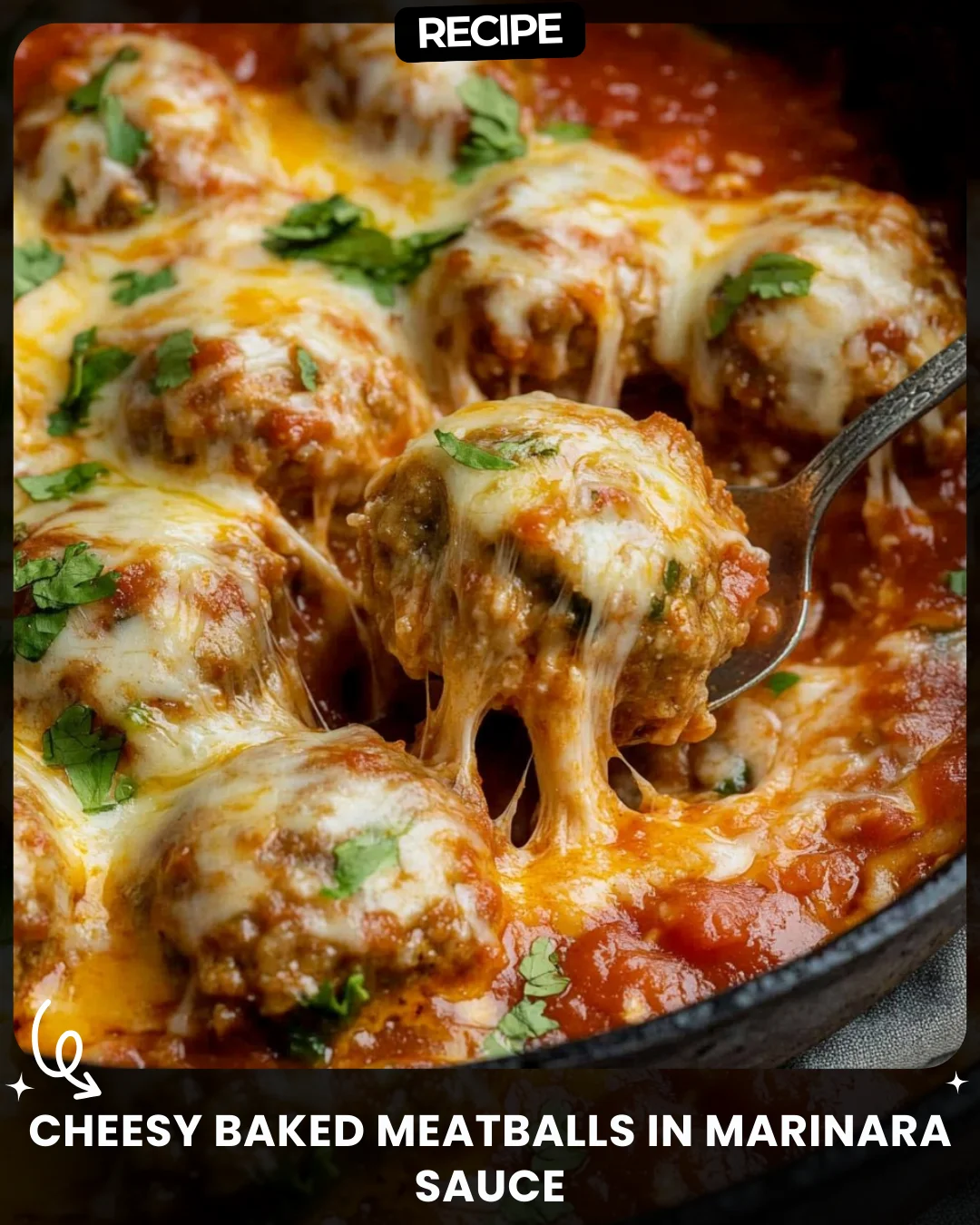 Cheesy Baked Meatballs in Marinara Sauce