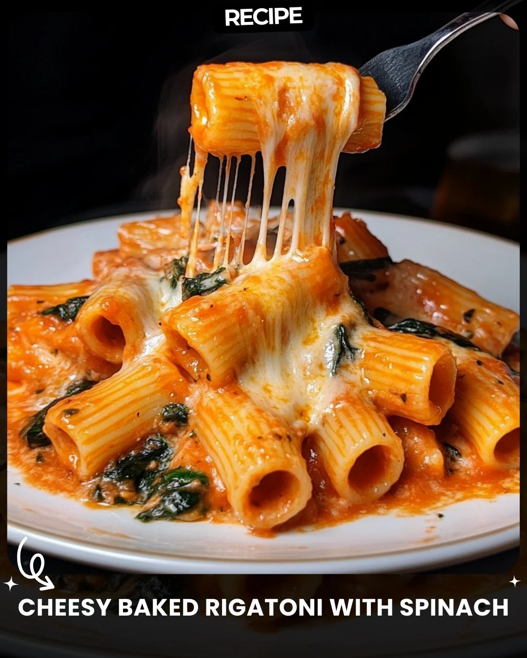 Cheesy Baked Rigatoni with Spinach