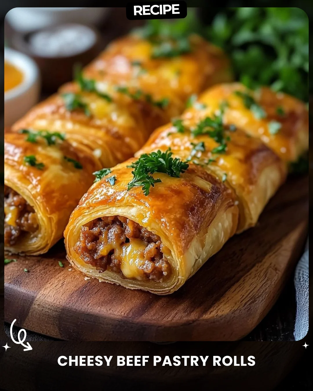 Cheesy Beef Pastry Rolls