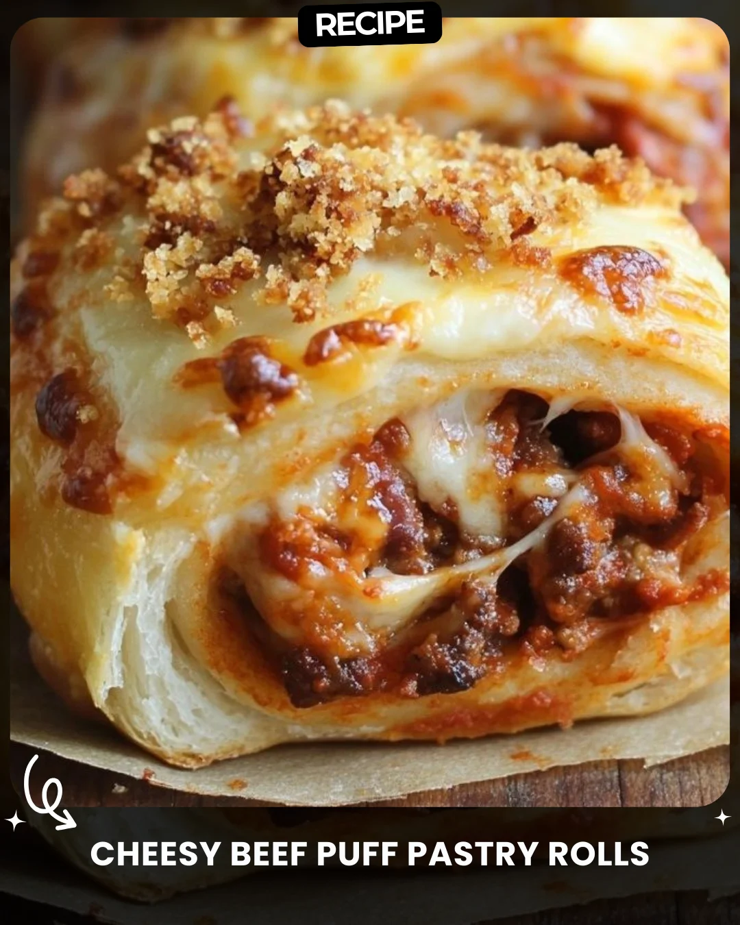 Cheesy Beef Puff Pastry Rolls