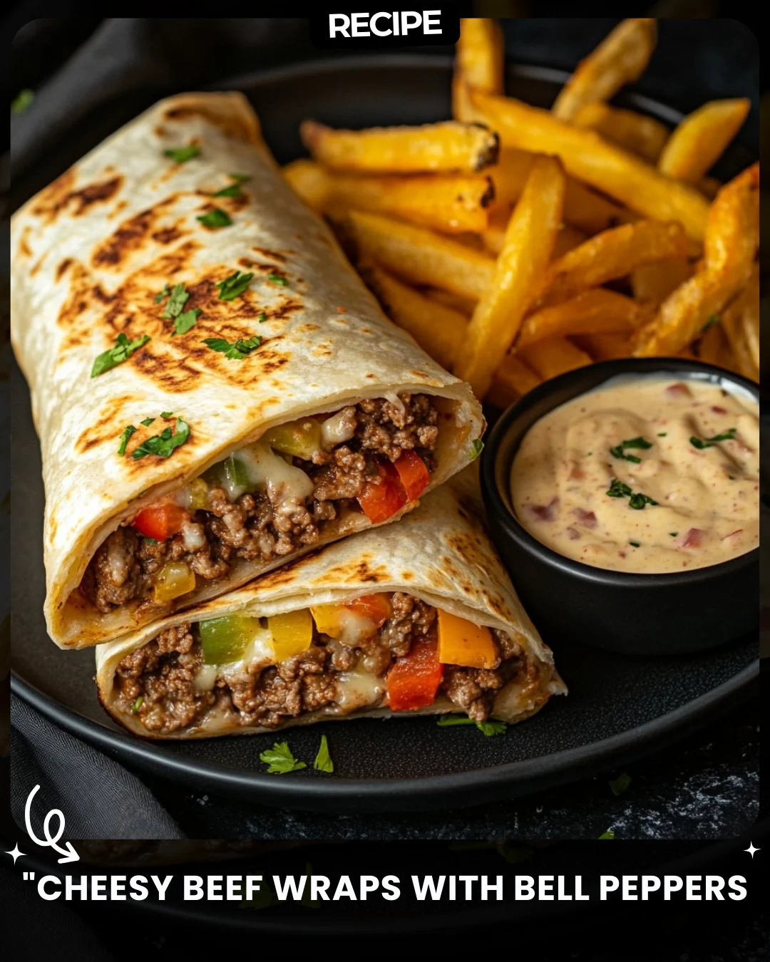 “Cheesy Beef Wraps with Bell Peppers