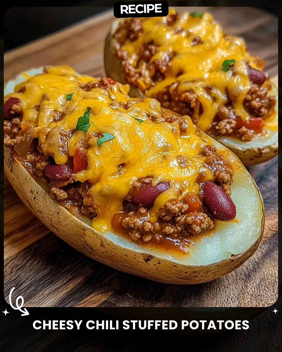 Cheesy Chili Stuffed Potatoes