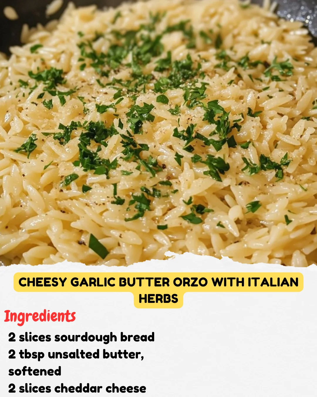 Cheesy Garlic Butter Orzo with Italian Herbs