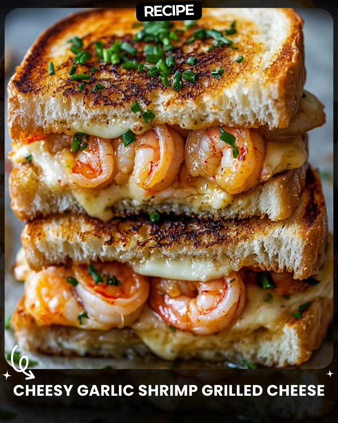 Cheesy Garlic Shrimp Grilled Cheese