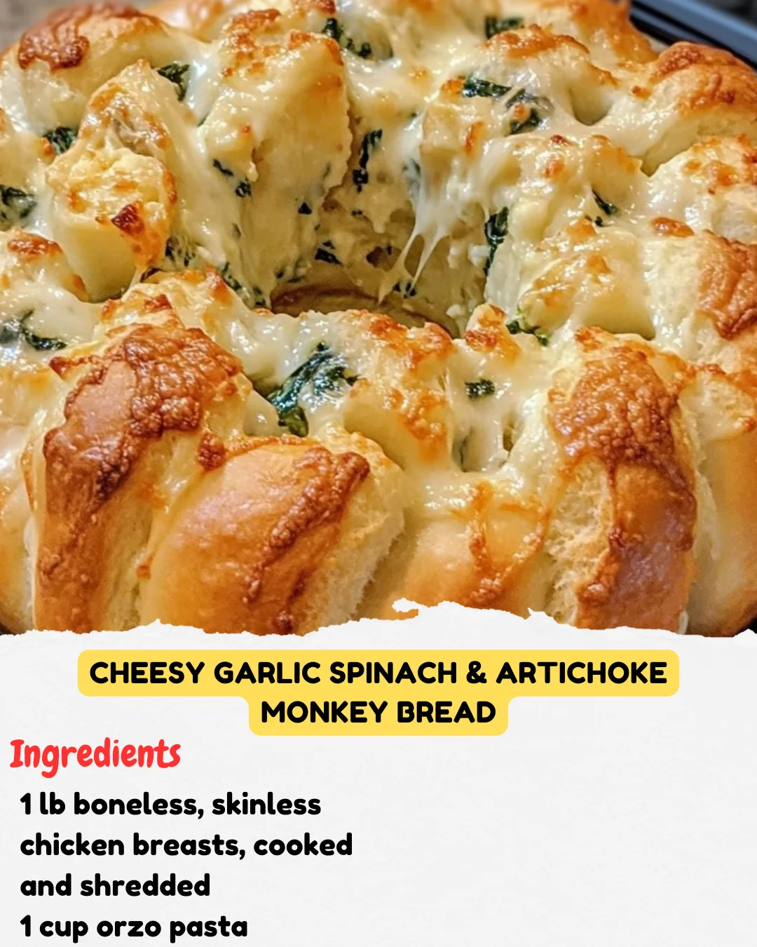 Cheesy Garlic Spinach & Artichoke Monkey Bread