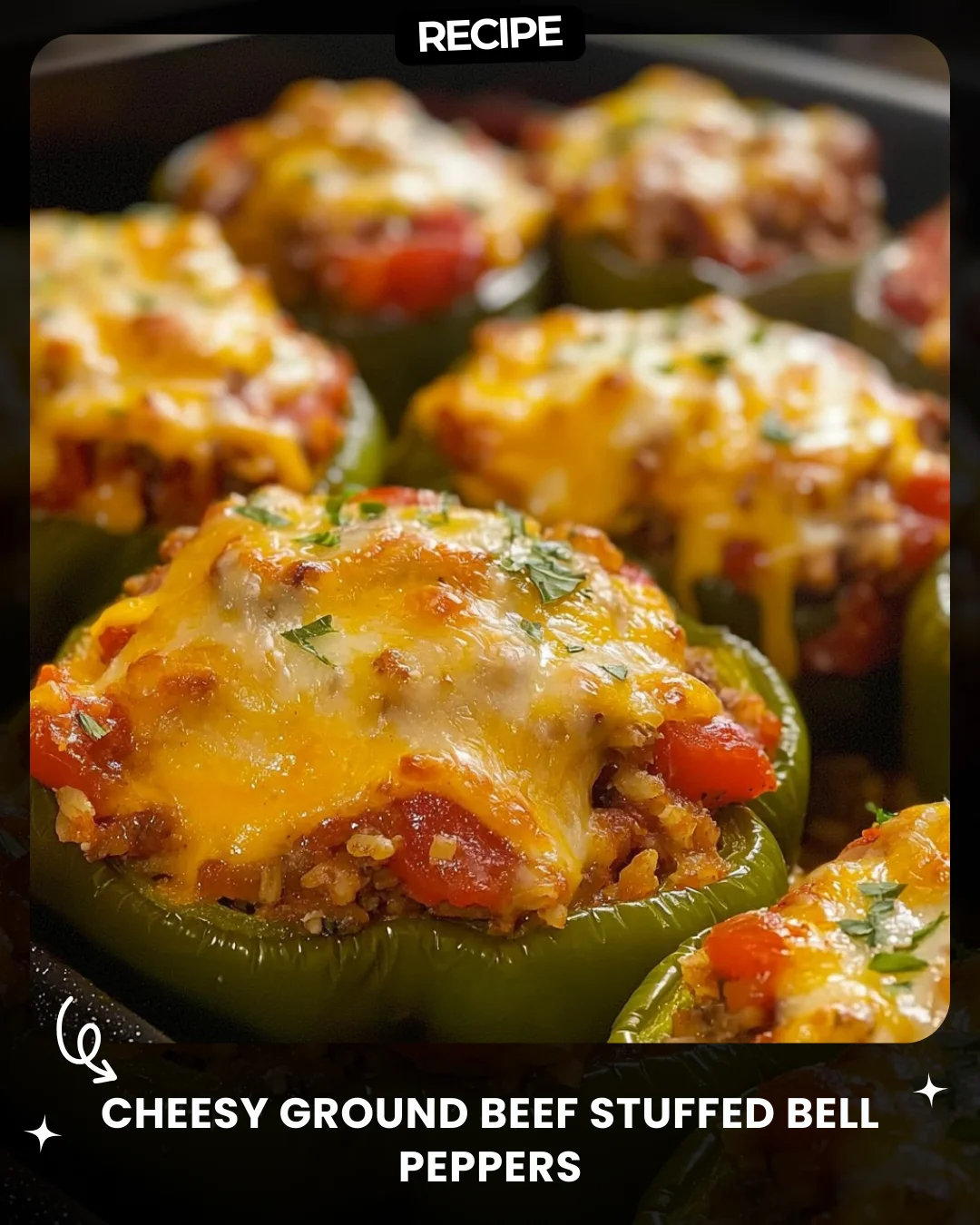 Cheesy Ground Beef Stuffed Bell Peppers