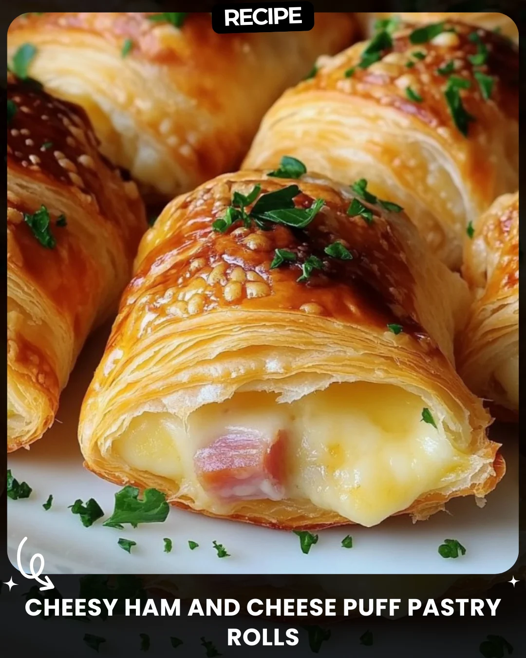 Cheesy Ham and Cheese Puff Pastry Rolls