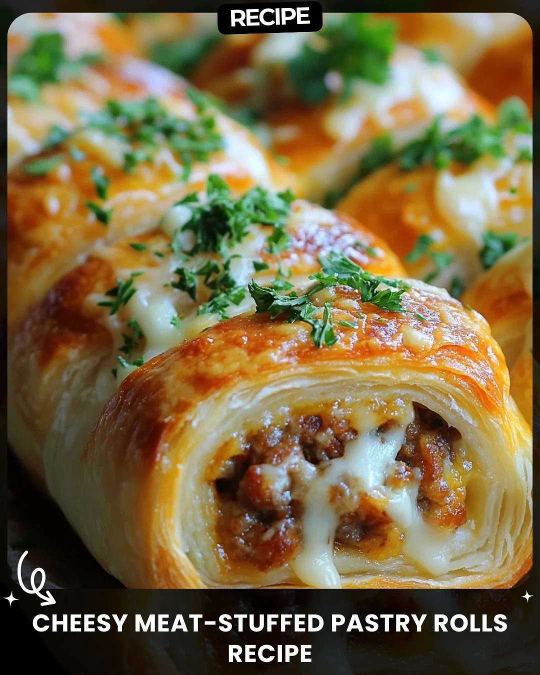 Cheesy Meat-Stuffed Pastry Rolls Recipe