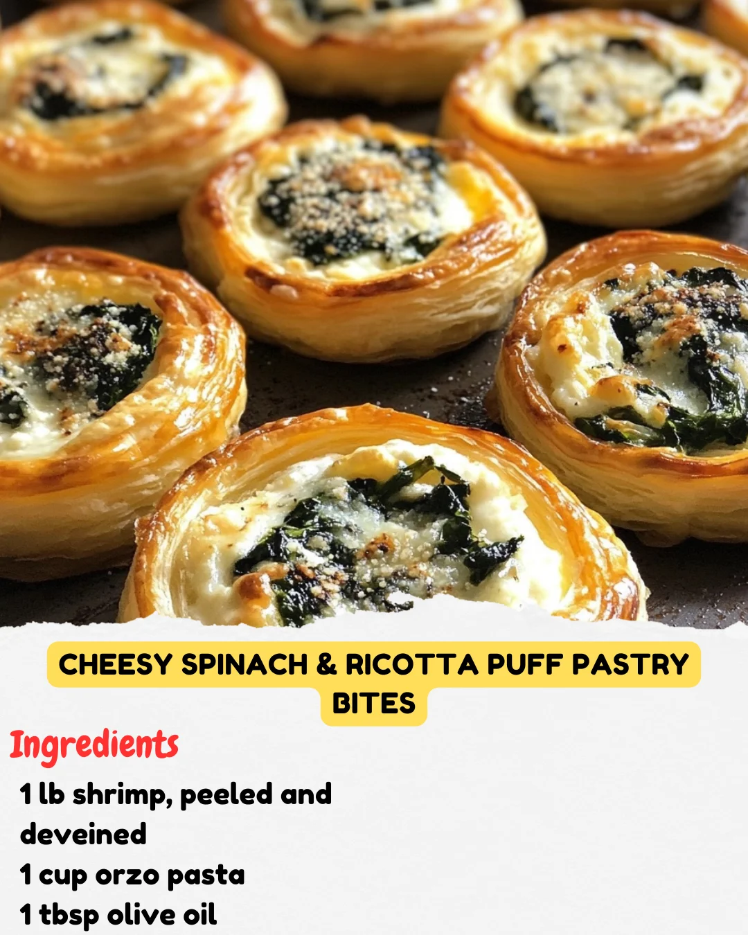 Cheesy Spinach & Ricotta Puff Pastry Bites