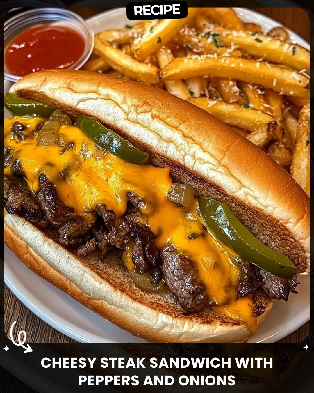Cheesy Steak Sandwich with Peppers and Onions