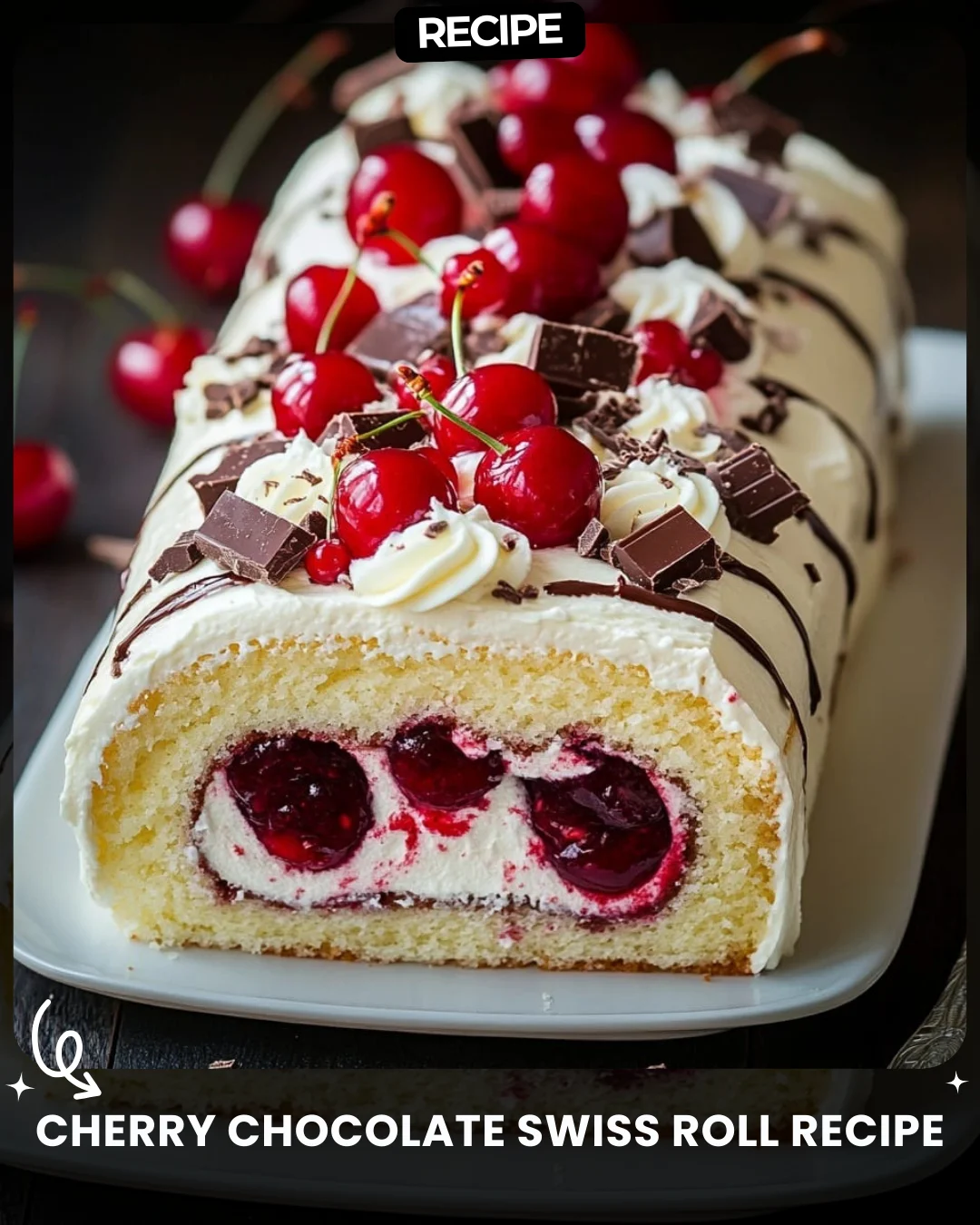 Cherry Chocolate Swiss Roll Recipe