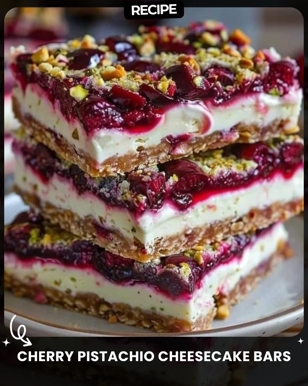 Cherry Pistachio Cheesecake Bars