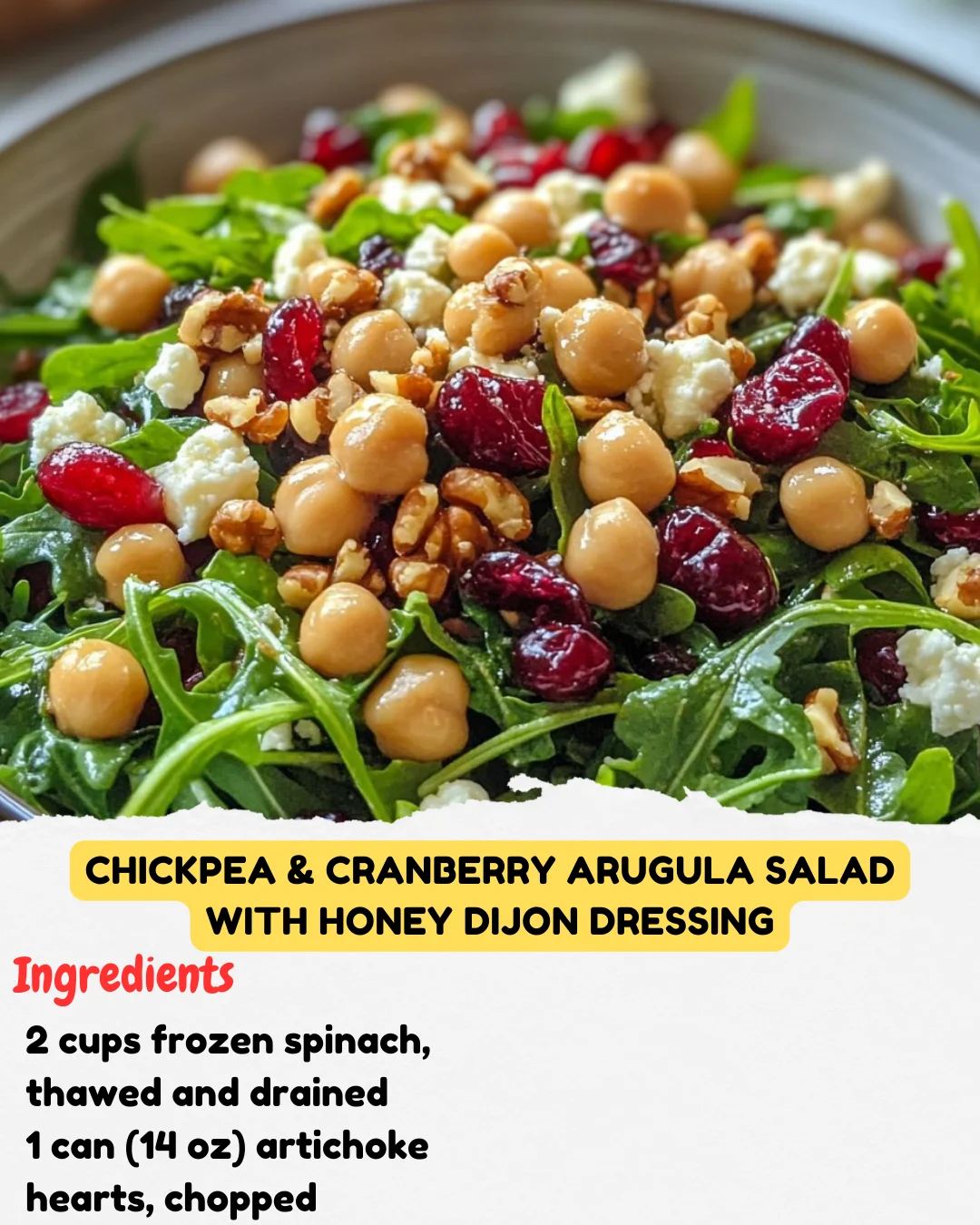 Chickpea & Cranberry Arugula Salad with Honey Dijon Dressing