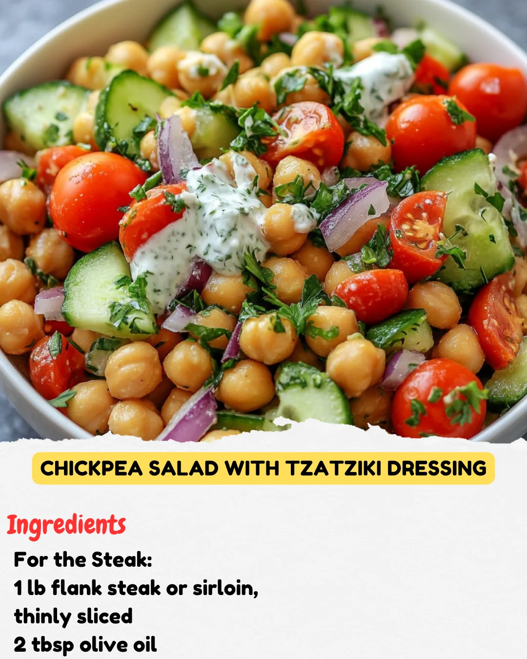 Chickpea Salad with Tzatziki Dressing