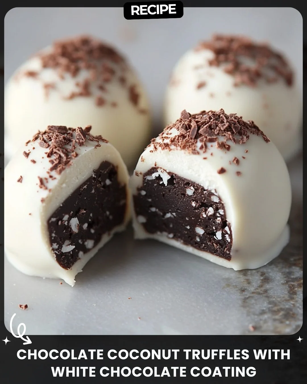 Chocolate Coconut Truffles with White Chocolate Coating