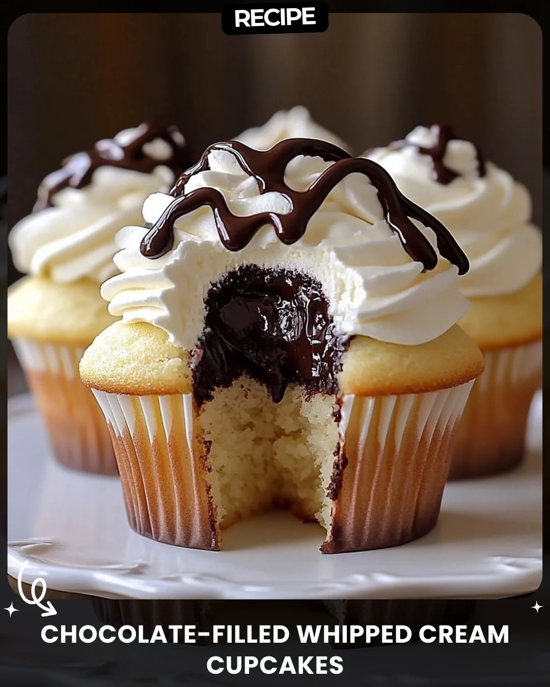 Chocolate-Filled Whipped Cream Cupcakes