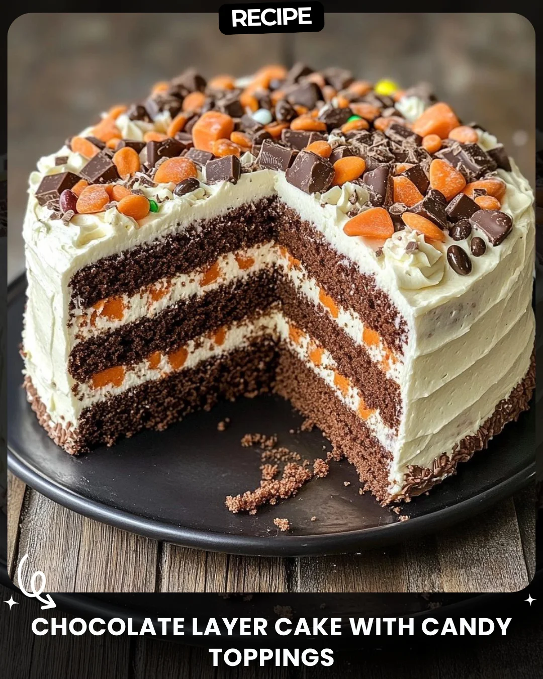 Chocolate Layer Cake with Candy Toppings