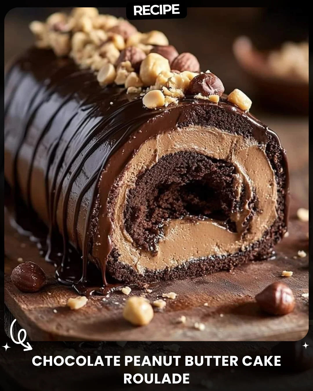 Chocolate Peanut Butter Cake Roulade
