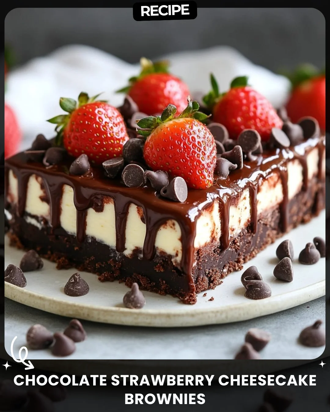Chocolate Strawberry Cheesecake Brownies
