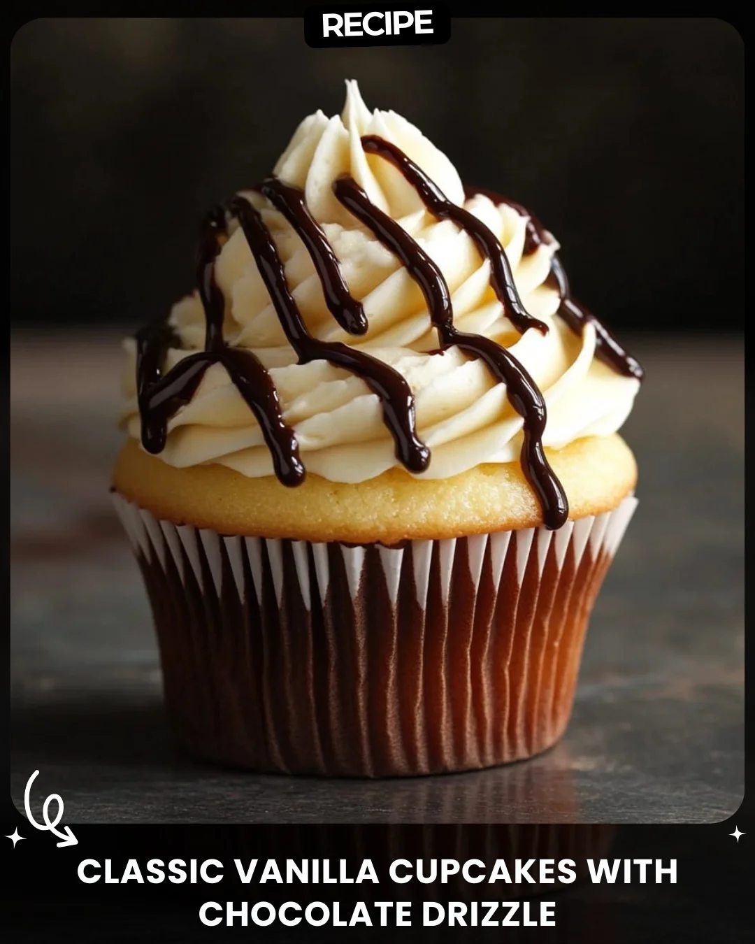 Classic Vanilla Cupcakes with Chocolate Drizzle