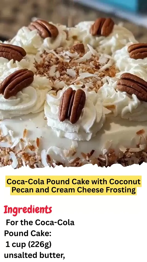 Coca-Cola Pound Cake with Coconut Pecan and Cream Cheese Frosting