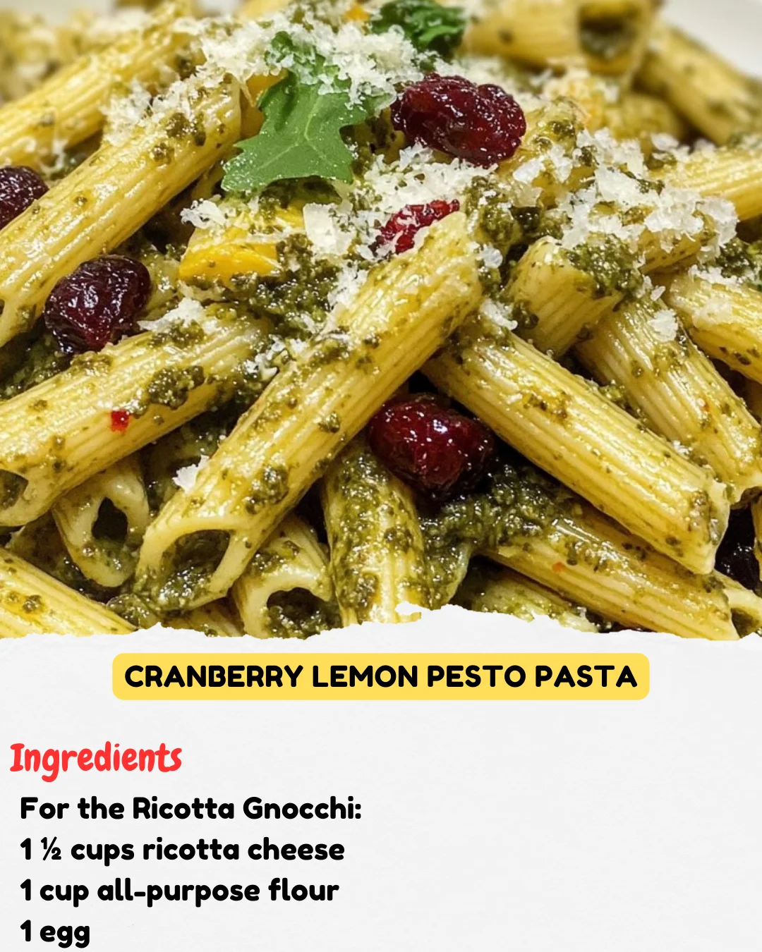 Cranberry Lemon Pesto Pasta