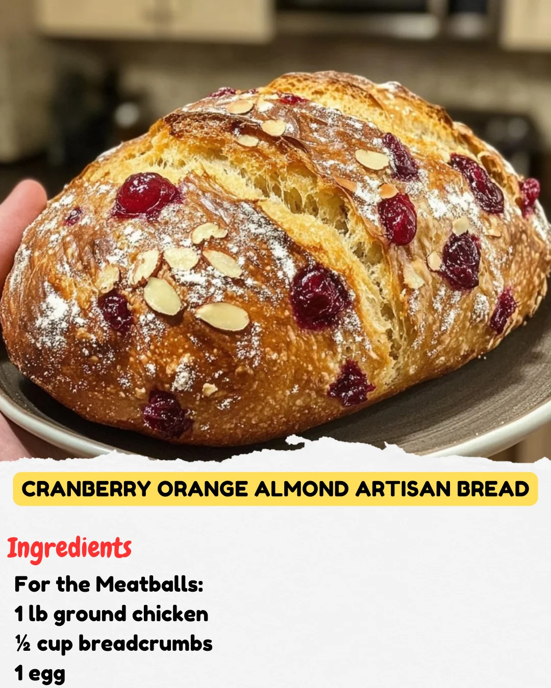 Cranberry Orange Almond Artisan Bread