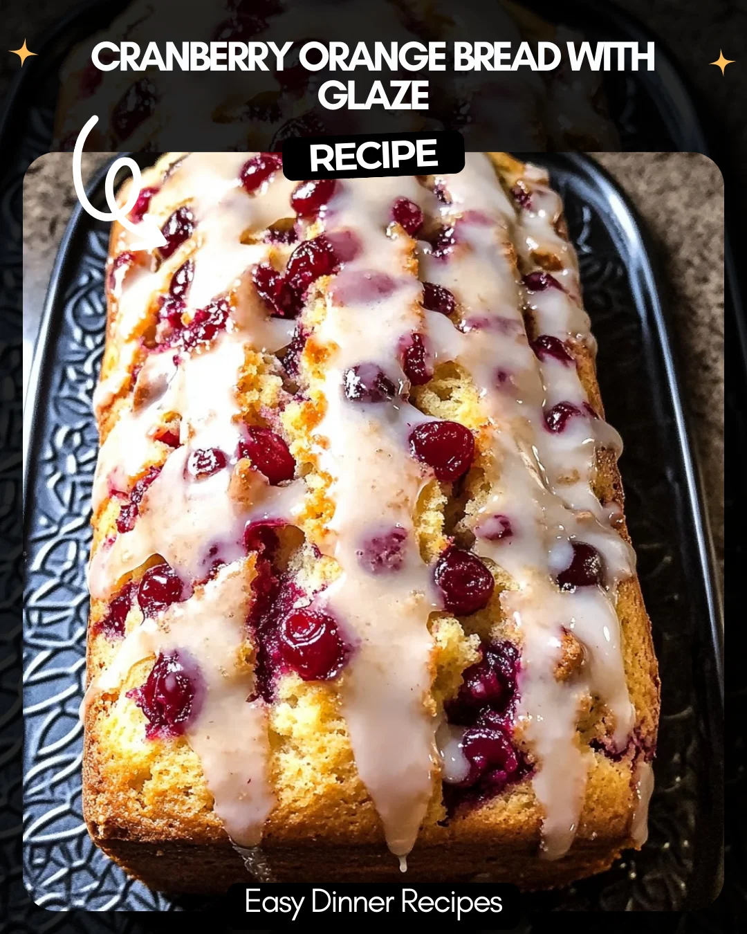 Cranberry Orange Bread with Glaze